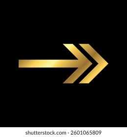 Gold Color Arrow Icon Vector Template