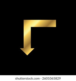 Gold Color Arrow Icon Vector Template