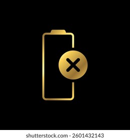 Gold Color Battery Power Indicator Icon Vector