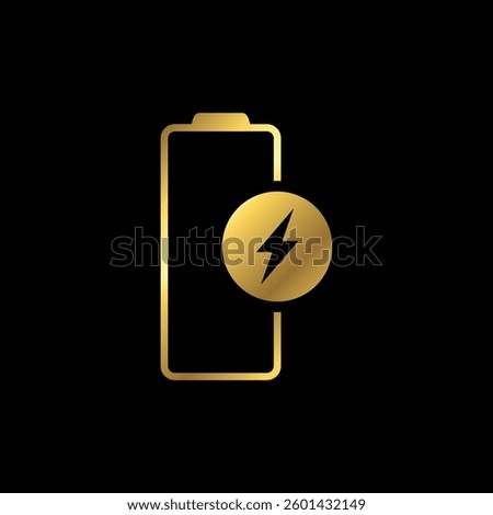 Gold Color Battery Power Indicator Icon Vector