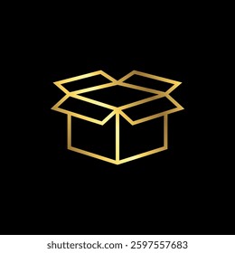 Gold Color Box Packaging Icon Vector Template