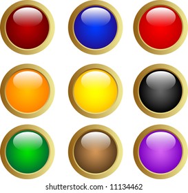 Gold color buttons. Vector illustration