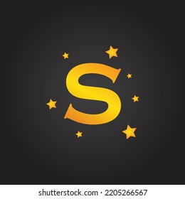 Gold color capital S letter logo with stars