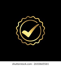 Gold Color Check Mark Checklist Badge Sticker Vector Template
