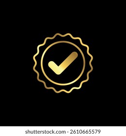 Gold Color Check Mark Checklist Badge Sticker Vector Template