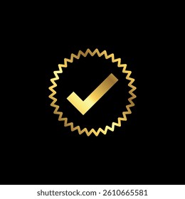 Gold Color Check Mark Checklist Badge Sticker Vector Template