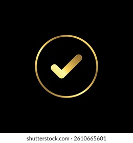 Gold Color Check Mark Checklist Badge Sticker Vector Template