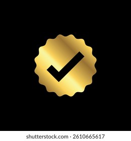 Gold Color Check Mark Checklist Badge Sticker Vector Template
