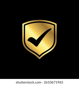 Gold Color Check Mark Checklist Badge Sticker Vector Template