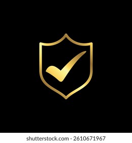 Gold Color Check Mark Checklist Badge Sticker Vector Template