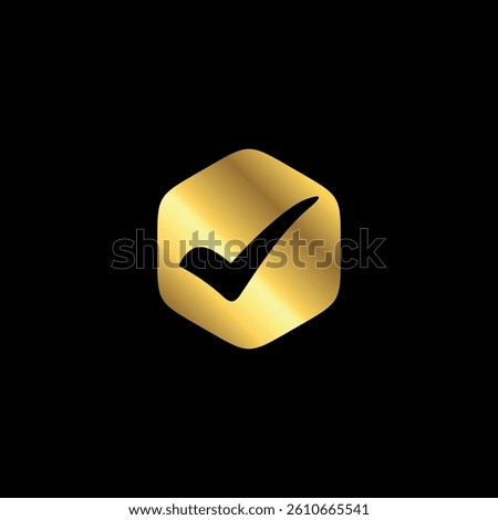 Gold Color Check Mark Checklist Badge Sticker Vector Template
