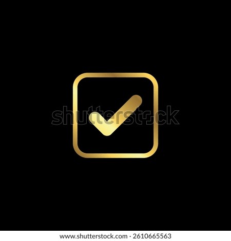 Gold Color Check Mark Checklist Badge Sticker Vector Template