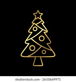 Gold Color Christmas Decoration Icon Vector Template