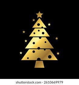 Gold Color Christmas Decoration Icon Vector Template