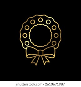 Gold Color Christmas Decoration Icon Vector Template