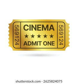 Gold color cinema ticket admission icon
