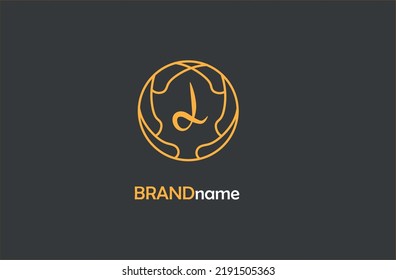 Gold color circle logo design with letter L luxury logo gold vector logo