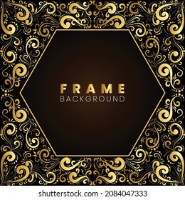 gold color design abstract flower pentagon background frame