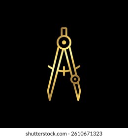 Gold Color Divider Architecture Compass Icon Vector Template