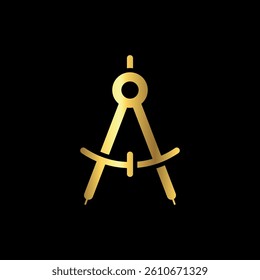 Gold Color Divider Architecture Compass Icon Vector Template
