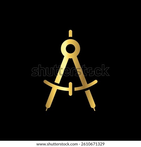Gold Color Divider Architecture Compass Icon Vector Template