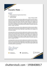 Gold Color And Elegant Letterhead Template Design In Minimalist Style