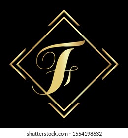 Gold color F letter logo,F logo design for fashionable company with luxury gold color, F logo
