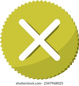 gold color false  3d icon isolated on white background. best choice for Delete icon.Blocking symbol.Wrong choice element.Exit sign. Remove concept.Cancel cross sign.Flat design.Vector Illustration