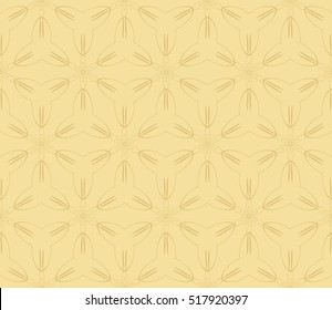 gold color fantasy geometry pattern. floral theme. arabesque style. vector seamless illustration. for design, wallpaper, card, invitation