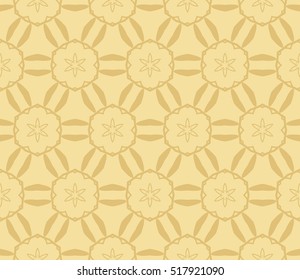 gold color fantasy geometry pattern. floral theme. arabesque style. vector seamless illustration. for design, wallpaper, card, invitation