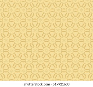 gold color fantasy geometry pattern. floral theme. arabesque style. vector seamless illustration. for design, wallpaper, card, invitation