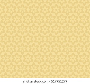 gold color fantasy geometry pattern. floral theme. arabesque style. vector seamless illustration. for design, wallpaper, card, invitation
