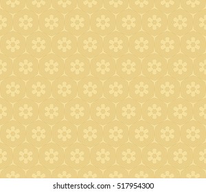 gold color fantasy geometry pattern. floral theme. arabesque style. vector seamless illustration. for design, wallpaper, card, invitation