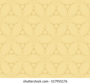 gold color fantasy geometry pattern. floral theme. arabesque style. vector seamless illustration. for design, wallpaper, card, invitation