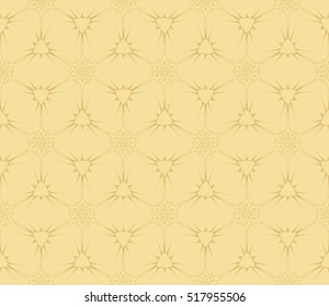 gold color fantasy geometry pattern. floral theme. arabesque style. vector seamless illustration. for design, wallpaper, card, invitation