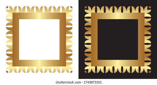 Goldener Rahmen, leerer Hintergrund Vektordesign mit weißem und schwarzem Hintergrund, verwendeter Farbverlauf.