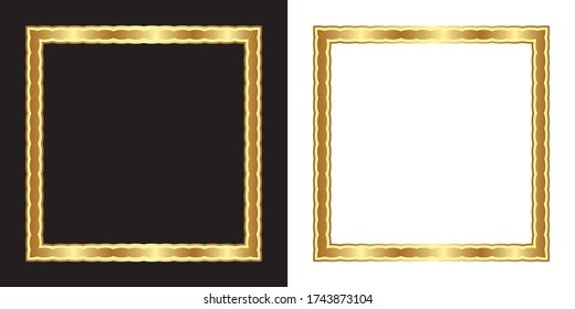 Gold color frame, blank background vector design with white and black backgrounds, used gradient.