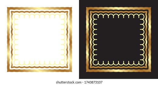 Gold color frame, blank background vector design with white and black backgrounds, used gradient.