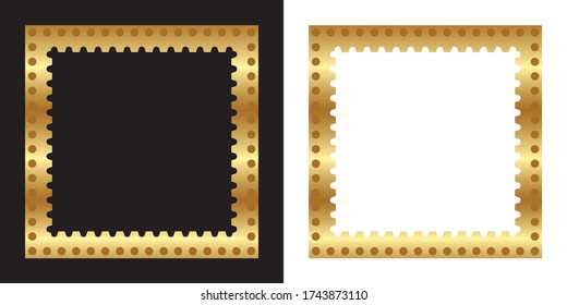 Gold color frame, blank background vector design with white and black backgrounds, used gradient.