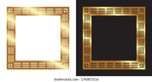Gold color frame, blank background vector design with white and black backgrounds, used gradient.