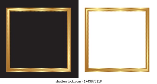 Gold color frame, blank background vector design with white and black backgrounds, used gradient.