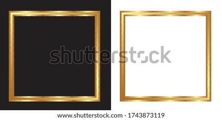 Gold color frame, blank background vector design with white and black backgrounds, used gradient.