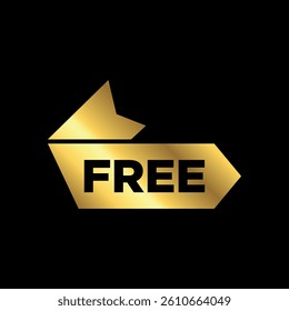 Gold Color Free Label ribbon banner and label sticker badge tag advertising Vector illustration.