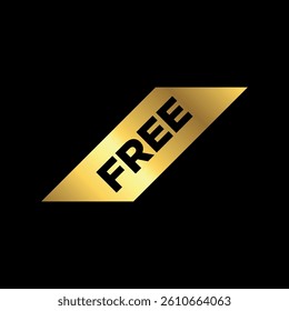 Gold Color Free Label ribbon banner and label sticker badge tag advertising Vector illustration.