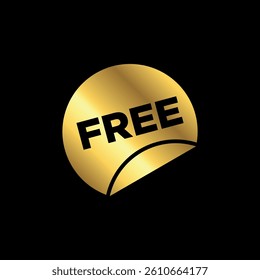 Gold Color Free Label ribbon banner and label sticker badge tag advertising Vector illustration.