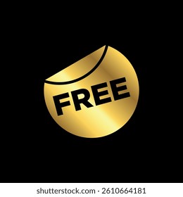 Gold Color Free Label ribbon banner and label sticker badge tag advertising Vector illustration.