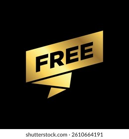 Gold Color Free Label ribbon banner and label sticker badge tag advertising Vector illustration.