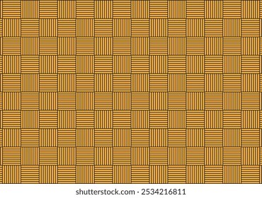 A gold color geometric fabric pattern texture background features intricate designs that create a luxurious and sophisticated appearance.