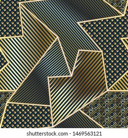 Gold color geometric seamless pattern.