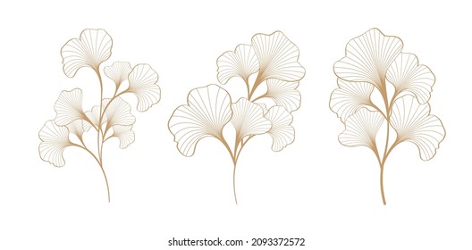 gold color ginkgo leaf plant stub vector design illustration 